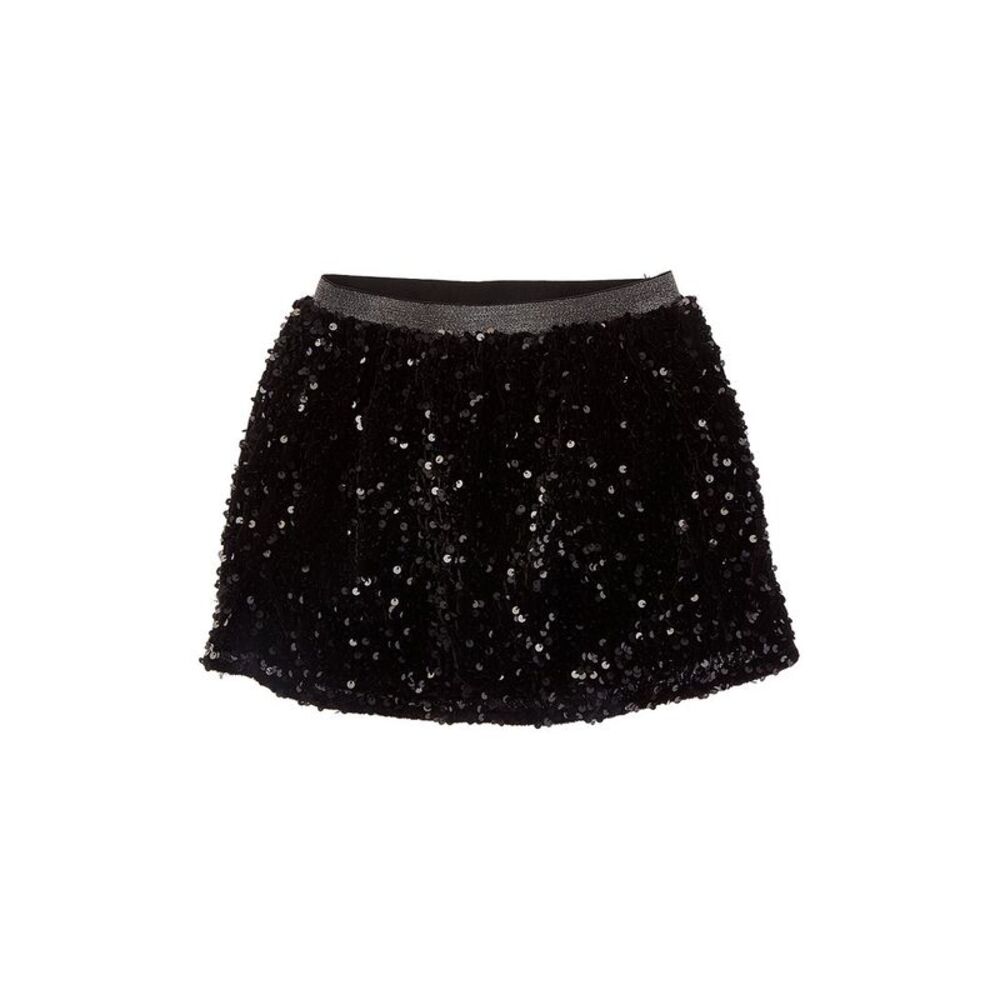 Janie And Jack Girls Sequin Velvet Skirt, Black